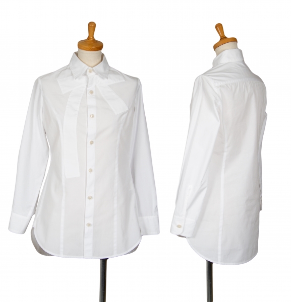 レギュレーション ヨウジヤマモトREGULATION yohji yamamoto コットンブロードリボンパッチシャツ 白1