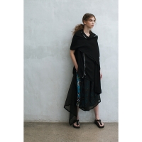  Y's Fringe Design shawl Vest (Waistcoat) Black 2