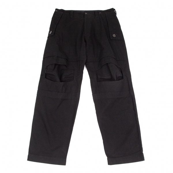  Y's for men Cotton Linen Cutting Design Pants (Trousers) Black 3