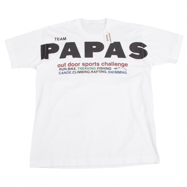 パパスPapas ビッグプリントTシャツ 白48M