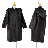  SONIA RYKIEL Poly Quilting Hooded Long Coat Black 38
