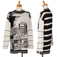  MARITHE FRANCOIS GIRBAUD MAILLA PAARTY Jacquard Knit Sweater (Jumper) Ivory,Charcoal M