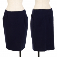  PRADA Wool Pocket Skirt Navy 44
