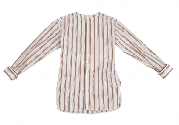 TAKESHI KOSAKA by Y's Pink Label Striped Long Sleeve Shirt Brown 