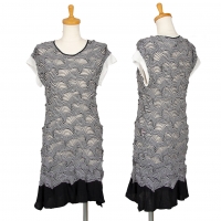  ISSEY MIYAKE HaaT Striped See-through Knit Dress White,Black 2