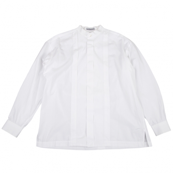 イッセイミヤケ メンISSEY MIYAKE MEN タックデザインバンドカラーシャツ 白M