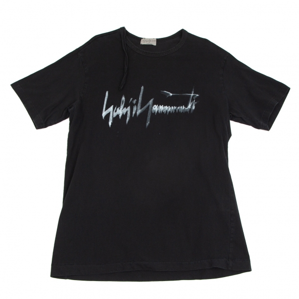 ヨウジヤマモト プールオムYohji Yamamoto POUR HOMME フロントロゴペイントネック紐デザイン半袖Tシャツ 黒3