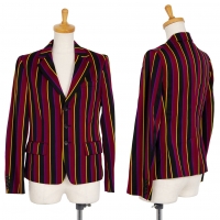  tricot COMME des GARCONS Wool Cotton Striped Jacket Bordeaux M