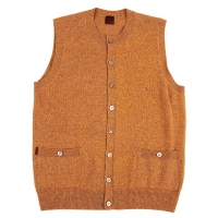  Papas Silk Angola Blended Wool Nep Cardigan Vest (Waistcoat) Brown 48M