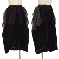  COMME des GARCONS Chiffon Switching Velour Skirt Black M