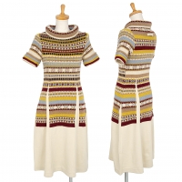  Jean-Paul GAULTIER FEMME Fair Isle Knit Dress (Jumper) Multi-Color,Beige 40