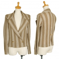  ISSEY MIYAKE Striped Pleats Jacket Mocha,Beige L