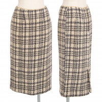  COMME des GARCONS Tweed Wool Skirt Beige,Grey L