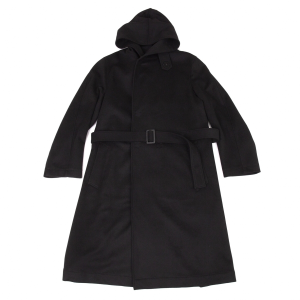 REGULATION Yohji Yamamoto MEN Wool Cashmere Hooded Coat Black 1