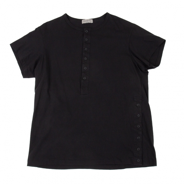 ヨウジヤマモト プールオムYohji Yamamoto POUR HOMME ボタン開きデザインビッグシルエットTシャツ 黒3