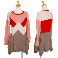  HIROKO KOSHINO Wool Flare Knit Tunic (Jumper) Brown,Pink 9