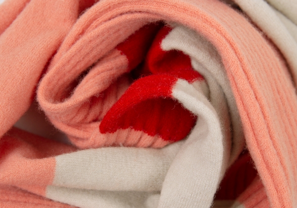 HIROKO BIS Wool Rib Stole Pink,Beige | PLAYFUL