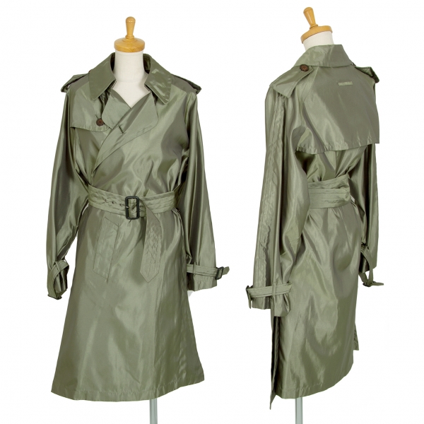 Jean-Paul GAULTIER CLASSIQUE Shiny Belted Coat Khaki-green 40