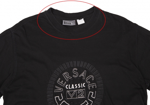 VERSACE CLASSIC V2 Logo Embroidery T Shirt Black L | PLAYFUL