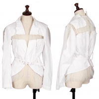  COMME des GARCONS Tulle Switching Cotton Buttonless Jacket White S