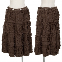  COMME des GARCONS Frill Switching Chiffon Design Skirt Brown M