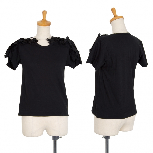  COMME des GARCONS Cotton Frill Sleeve T Shirt Black XS