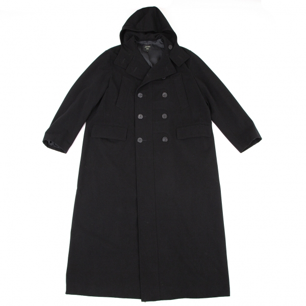  Jean-Paul GAULTIER HOMME Wool Acrylic Hooded Coat Black 48
