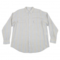  Papas Striped Linen Long Sleeve Shirt Grey L