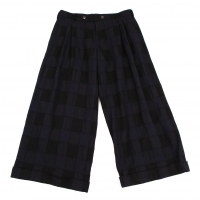  Y's Checked Wide Wool Pants (Trousers) Black,Navy 2