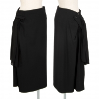  Yohji Yamamoto NOIR Silk Switching Wool Gabardine Skirt Black 1
