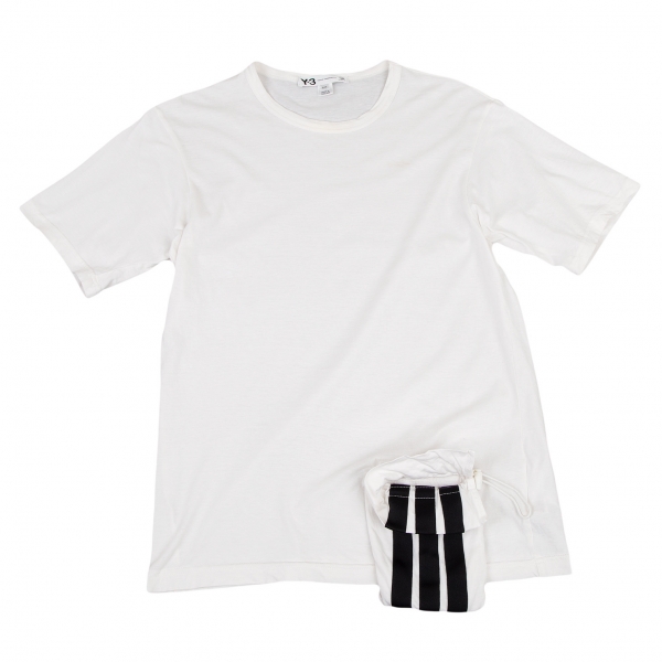 ワイスリーY-3 コットン3ラインポケットデザインTシャツ 白S