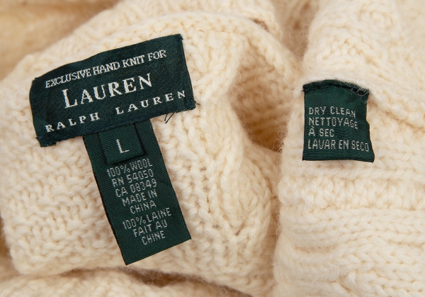 RALPH LAUREN Wool High Neck Knit Cardigan Ivory L | PLAYFUL