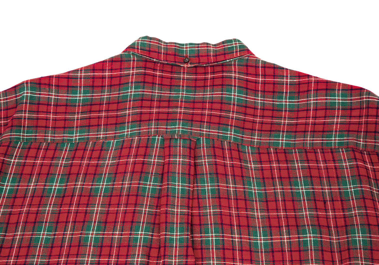 パパスPapas リネンチェック半袖ボタンダウンシャツ 赤緑L 【メンズ】-