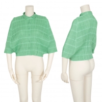  PLEATS PLEASE Striped Pleats Short Shirt Green 3