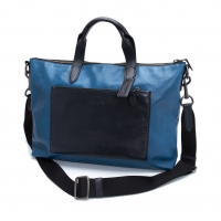  COACH Bicolor leather 2way business bag Blue,Black 