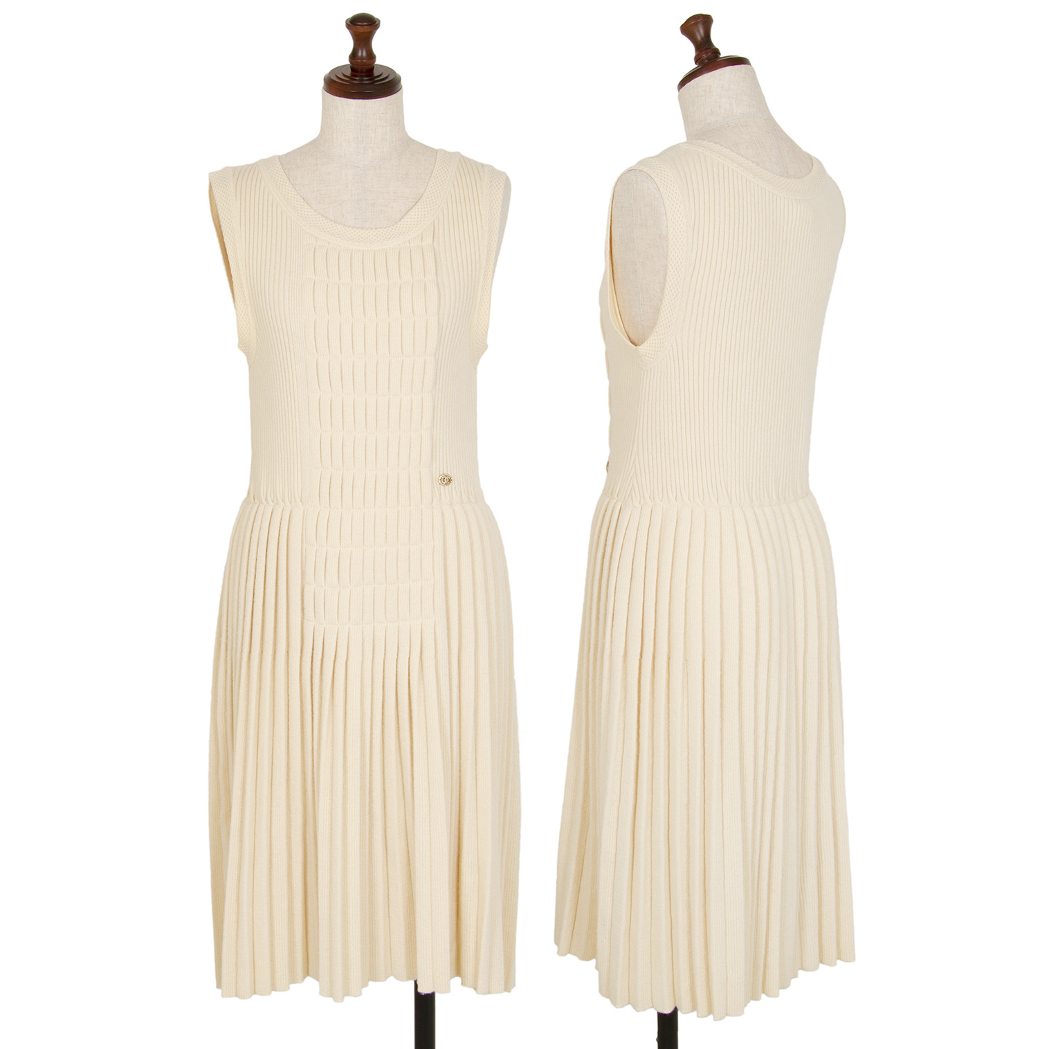 50％割引L愛用 シャネル ロゴ装飾 バイカラー キルティング ノースリーブ ドレス ワンピース ミニワンピース ワンピースL-OTA.ON
