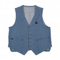  Papas Stretch Pocket Design Denim Vest (Waistcoat) Indigo 48M