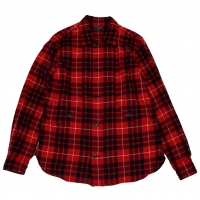  COMME des GARCONS HOMME Wool Plaid Zip Flannel Shirt Red L