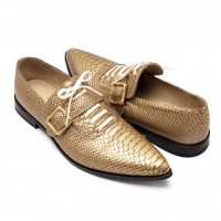 COMME des GARCONS Crocodile embossed belt shoes Gold US 7.5