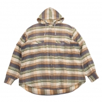  Papas Cotton Checked Hoodie Shirt Jacket Multi-Color L