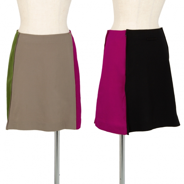  Jean-Paul GAULTIER FEMME Wool Gabardine Switching Skirt Multi-Color 40