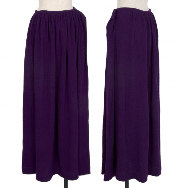 ワイズビスリミY's bis LIMI ウールギャザーラップデザインスカート 紫S