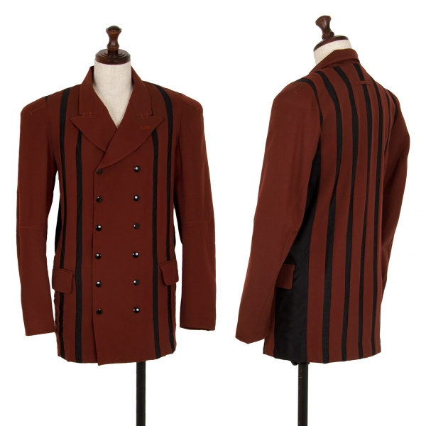  Jean-Paul GAULTIER FEMME Wool Gabardine Stripe Jacket Brown 40