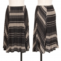  PLEATS PLEASE Stripe Woven Skirt Black,Beige 4