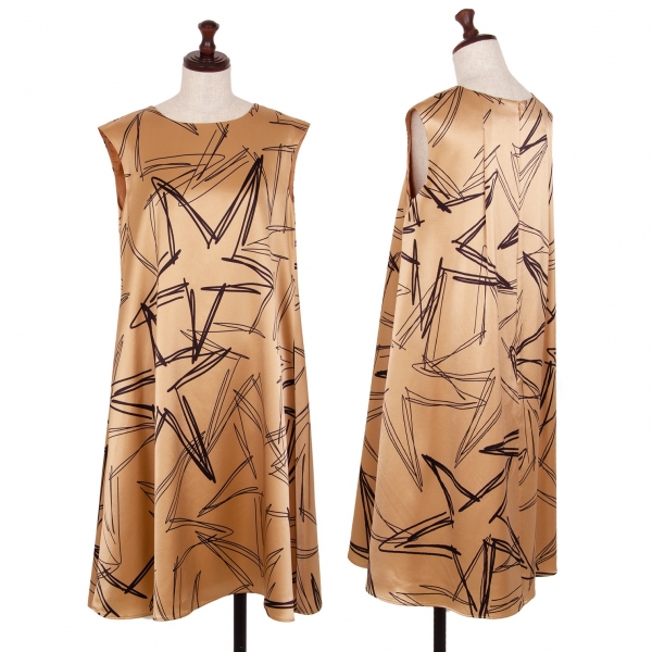 GRACE CONTINENTAL Printed Shiny Sleeveless Dress Brown 36 | PLAYFUL