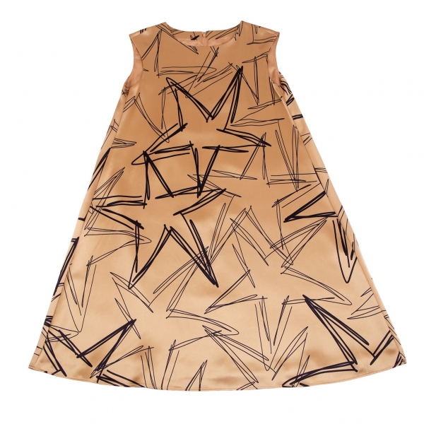 GRACE CONTINENTAL Printed Shiny Sleeveless Dress Brown 36 | PLAYFUL
