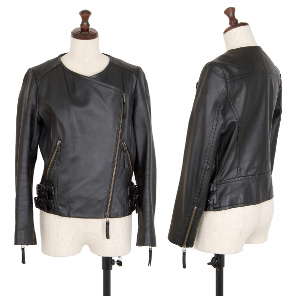 GRACE CONTINENTAL Lamb Leather Motorcycle Jacket Black 36 | PLAYFUL