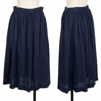  Mademoiselle NON NON Linen Pleats Skirt Navy M