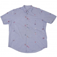 Papas Travel Bear Embroidered Short Sleeve Shirt Sky blue 52LL