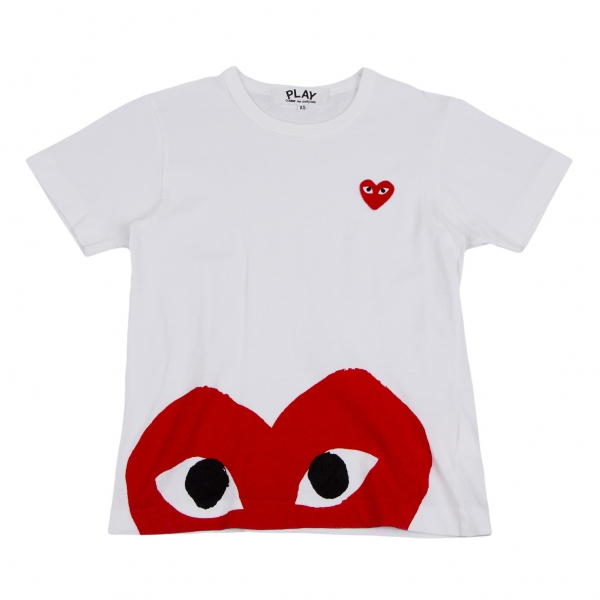 COMME des GARCONS Big Heart Print Emblem T Shirt White XS | PLAYFUL